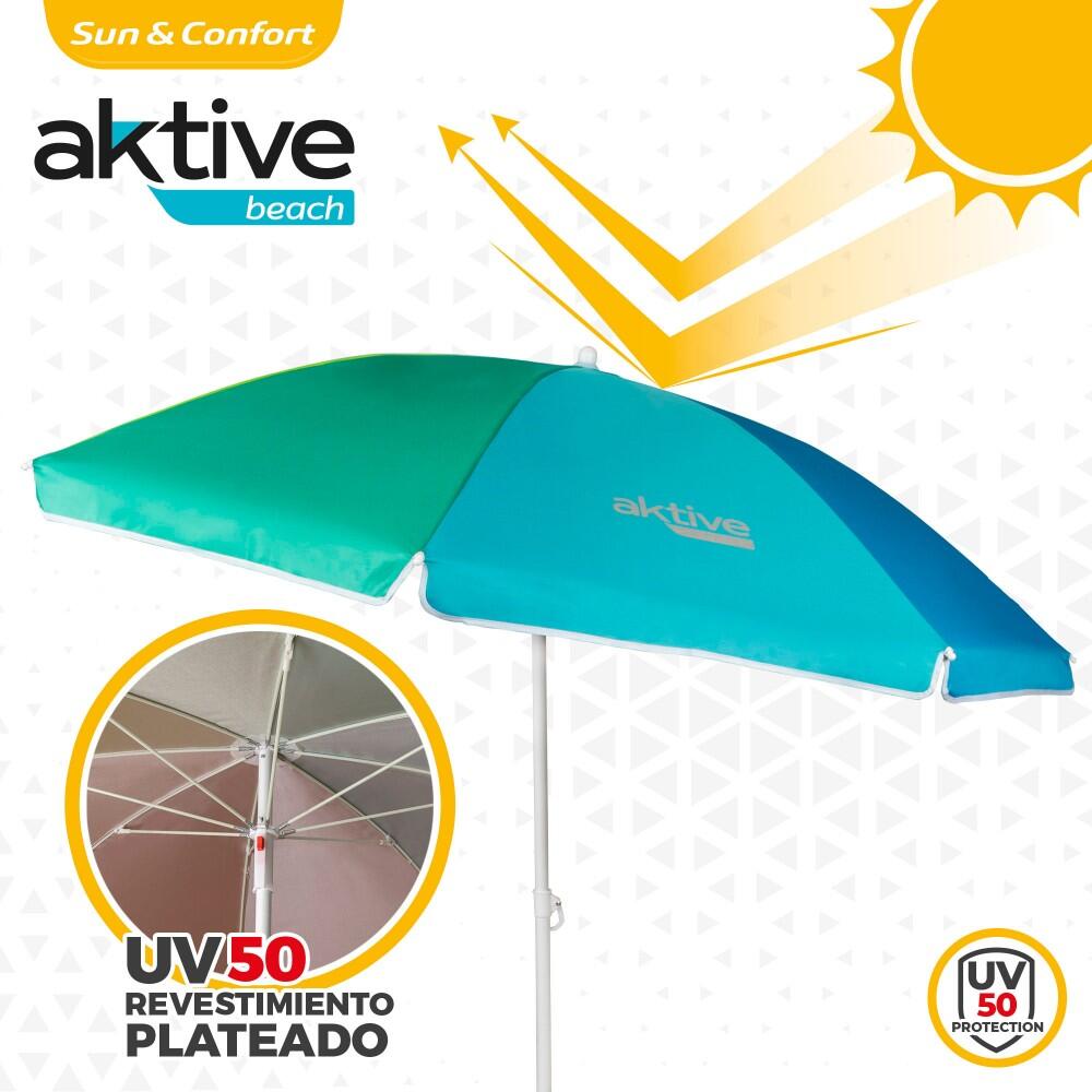 Aktive Parapluie de plage 8 mâts 180 cm multicolore 3/7