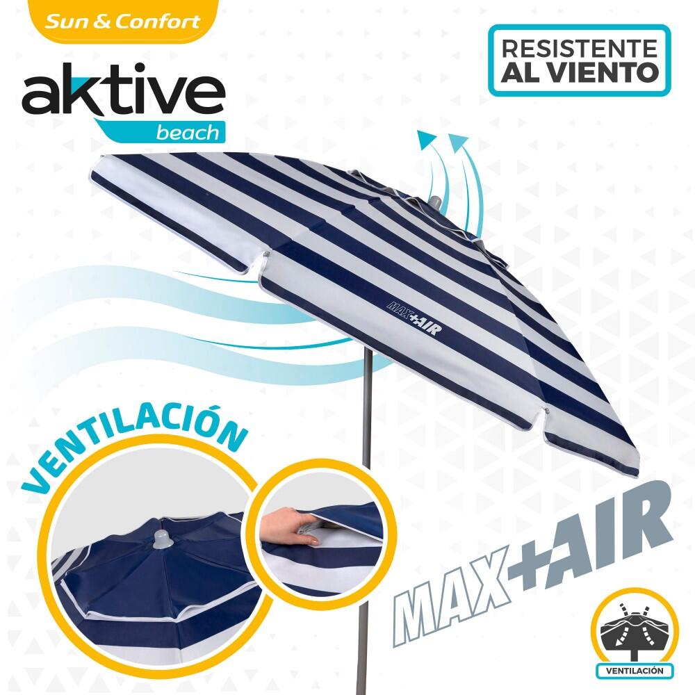 Aktive Sombrilla playa antiviento 8 varillas 200 cm marinera 3/7