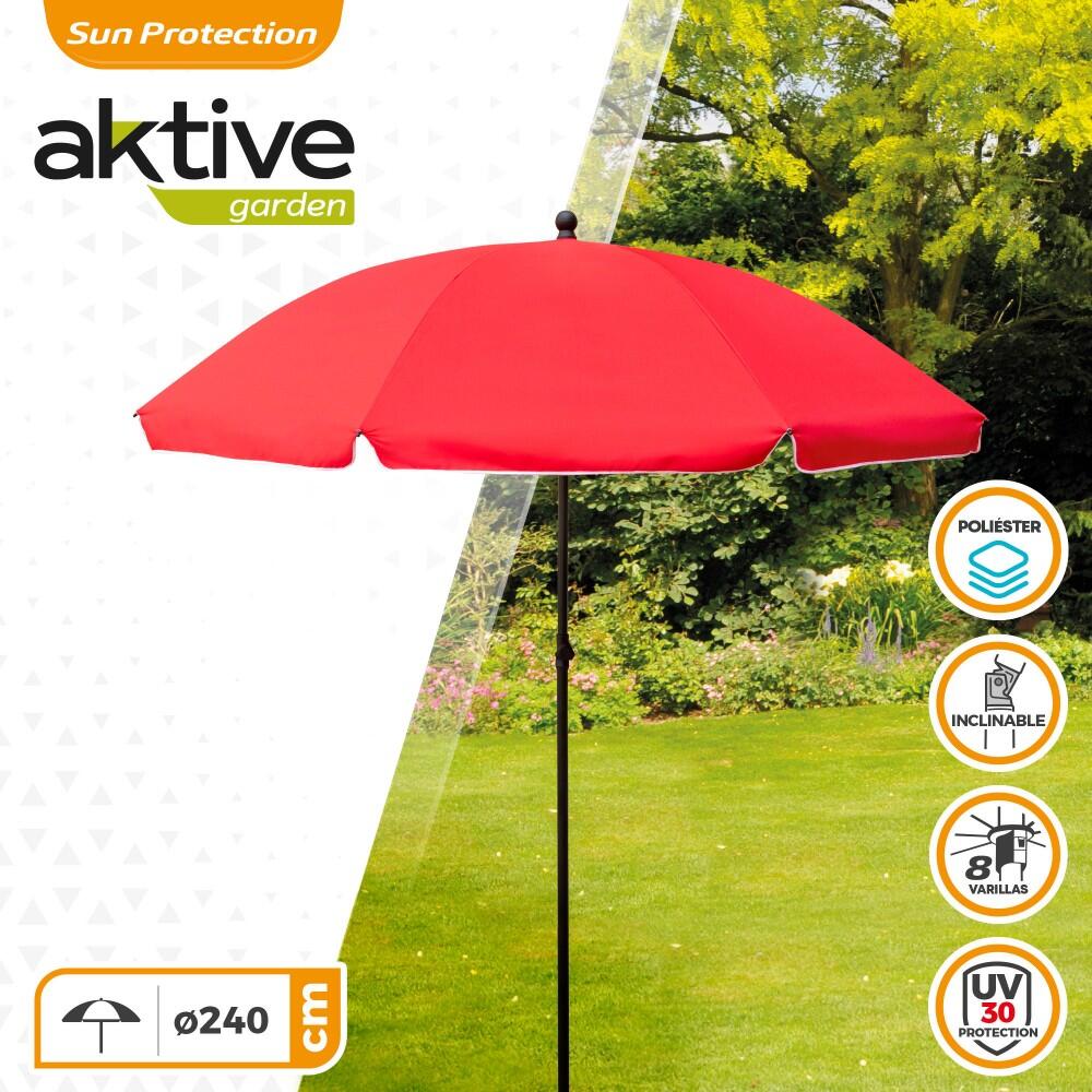 Parasol de jardin 240 cm UV30 rouge Aktive Beach 2/5