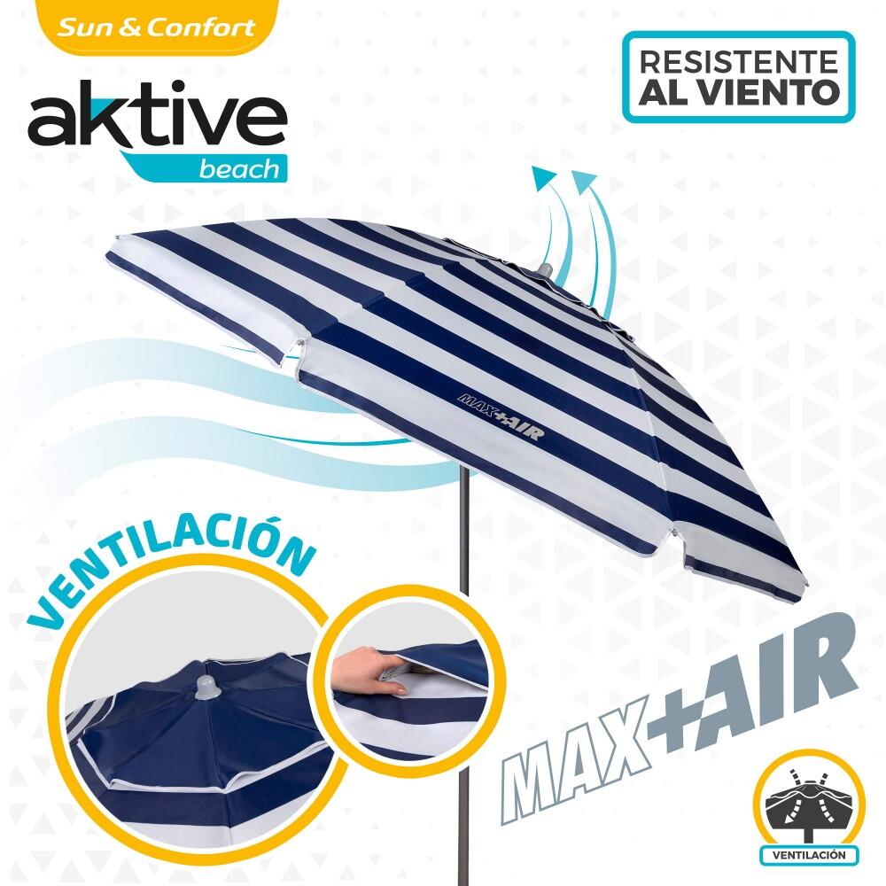 Aktive Parapluie de plage coupe-vent 8 cannes 220 cm marine 3/7