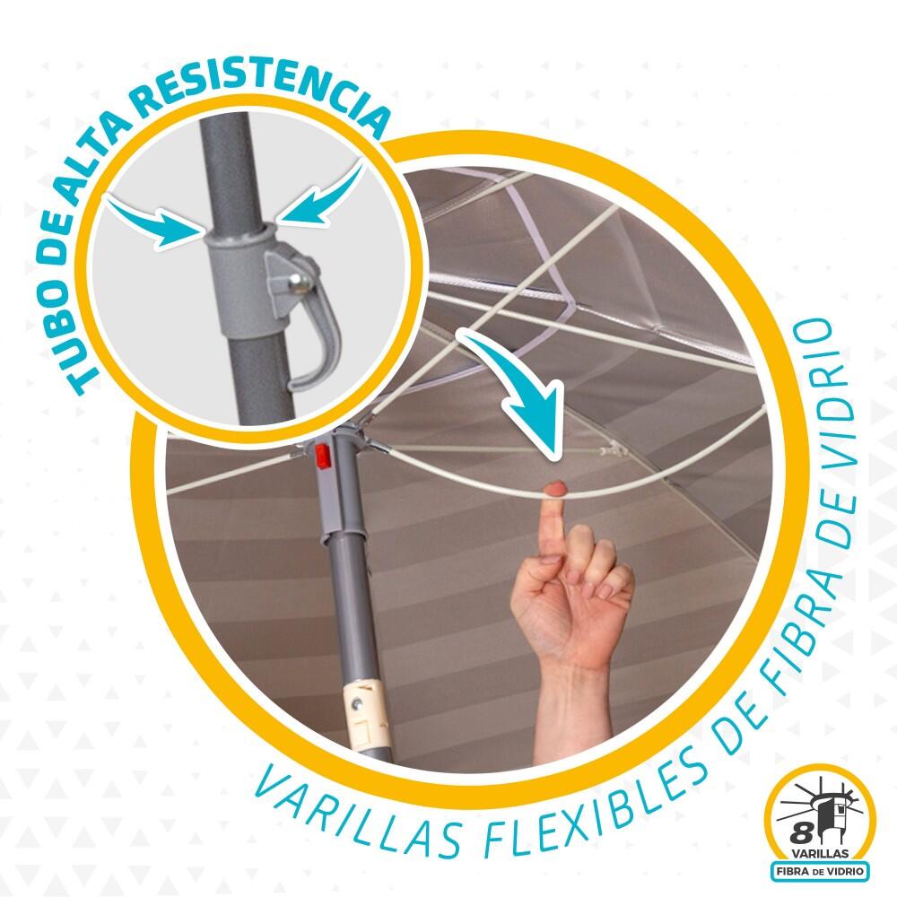 Aktive Parapluie de plage coupe-vent 8 cannes 220 cm marine 5/7