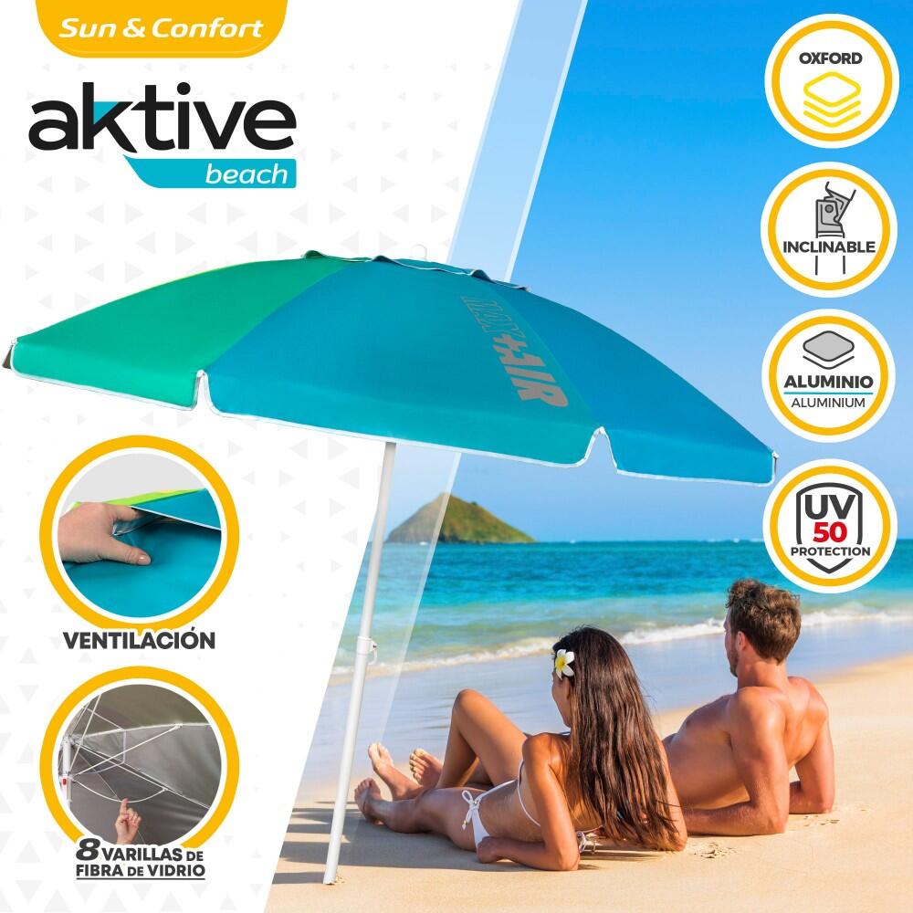 Parapluie de plage 200 cm toit ventilé + protection UV50 Aktive Beach 2/5