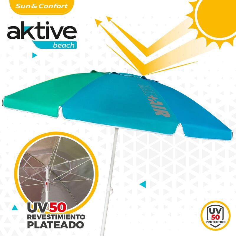 Parapluie de plage 200 cm toit ventilé + protection UV50 Aktive Beach