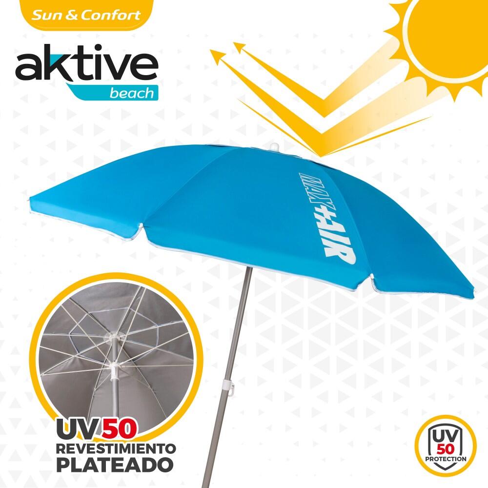 Aktive Parapluie de plage coupe-vent 8 mâts 200 cm bleu 4/7