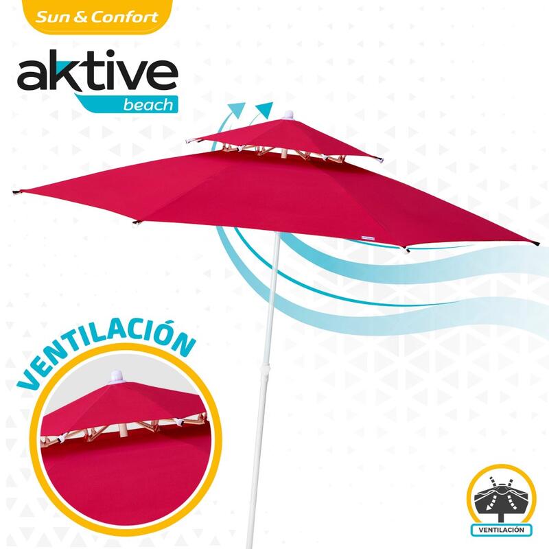 Parasol octogonal 280 cm double toit et protection UV35 + Aktive Beach