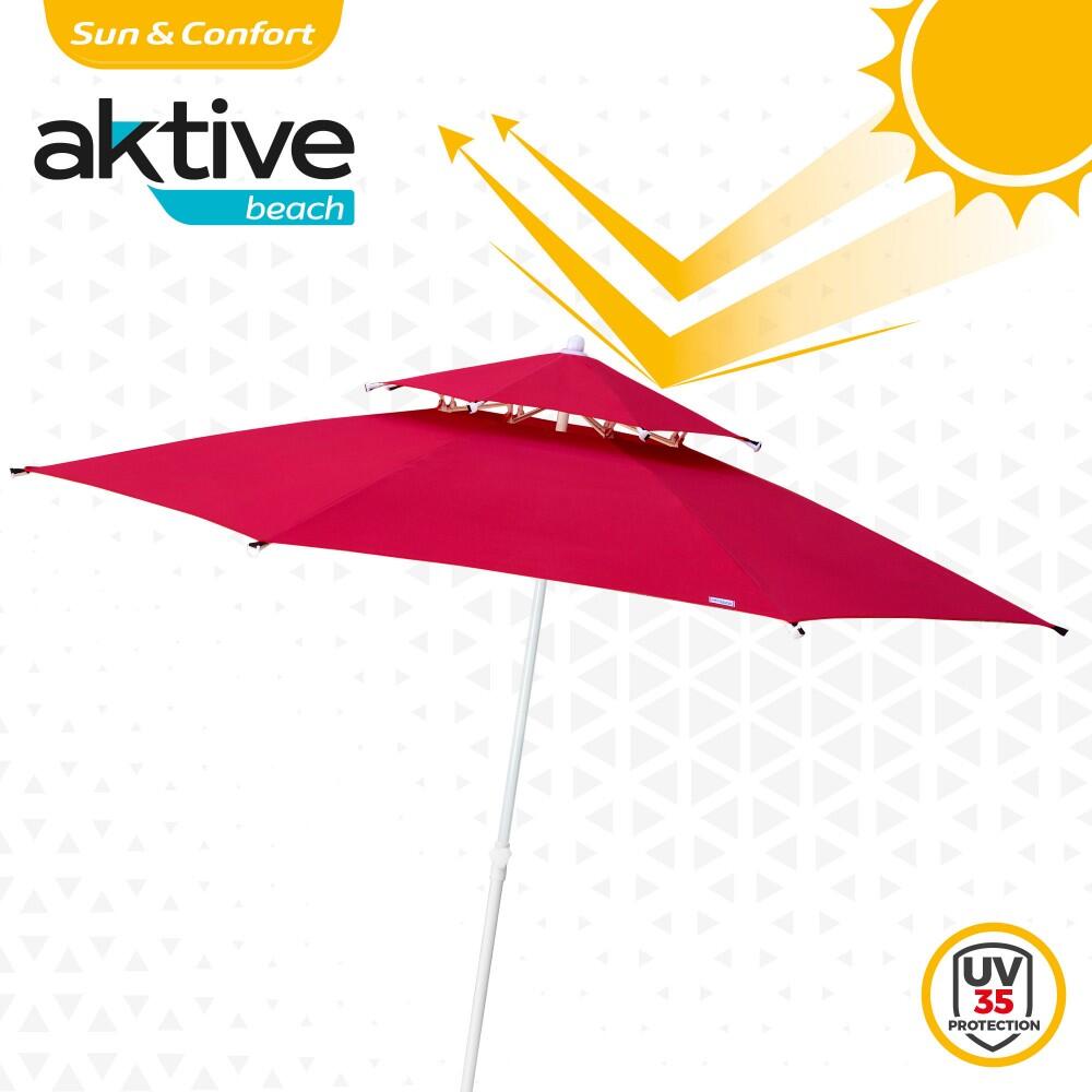 Aktive Grote windbestendige strandparasol met 8 baleinen, 280 cm, rood 3/5