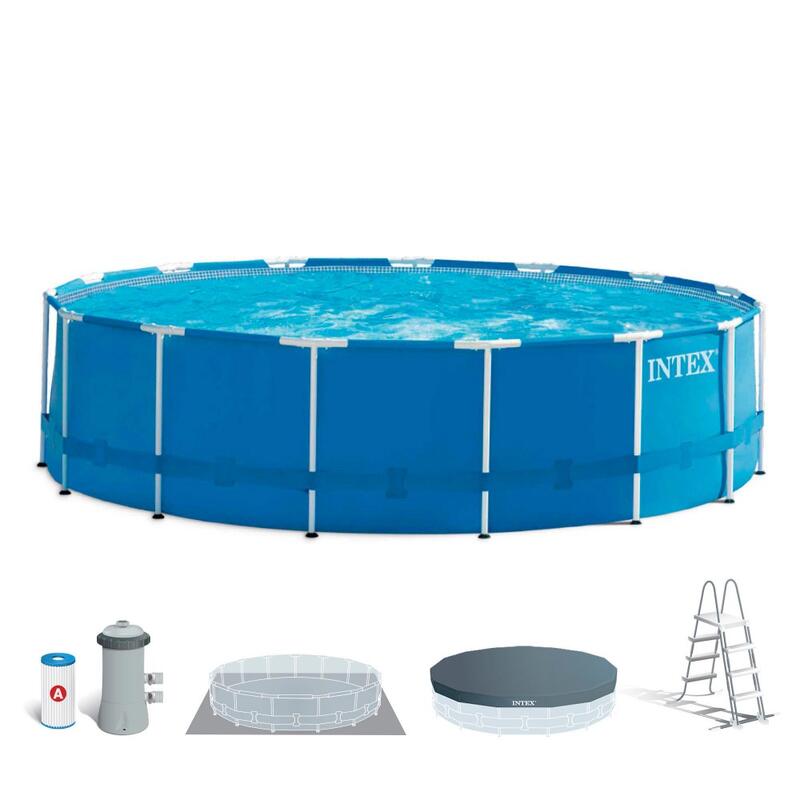 Piscina desmontável metal frame Intex 457x122 cm 16.805 litros água