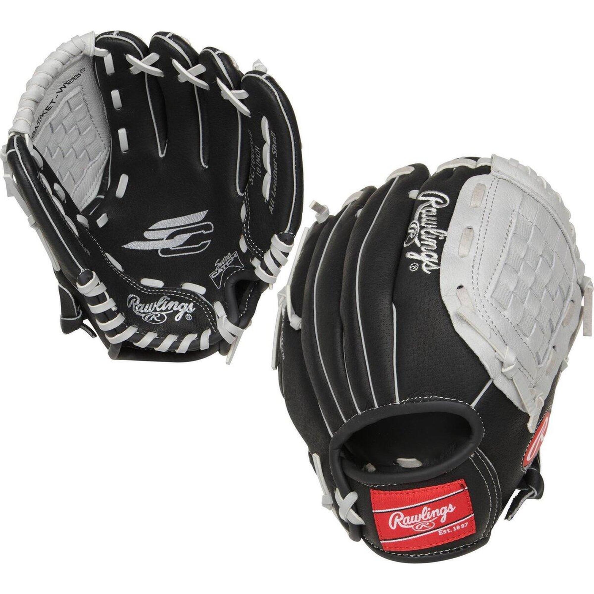 RAWLINGS RSB140GB Baseball-Softball-Handschuh - Erwachsene - Schwarz/Grau - 14 Zoll