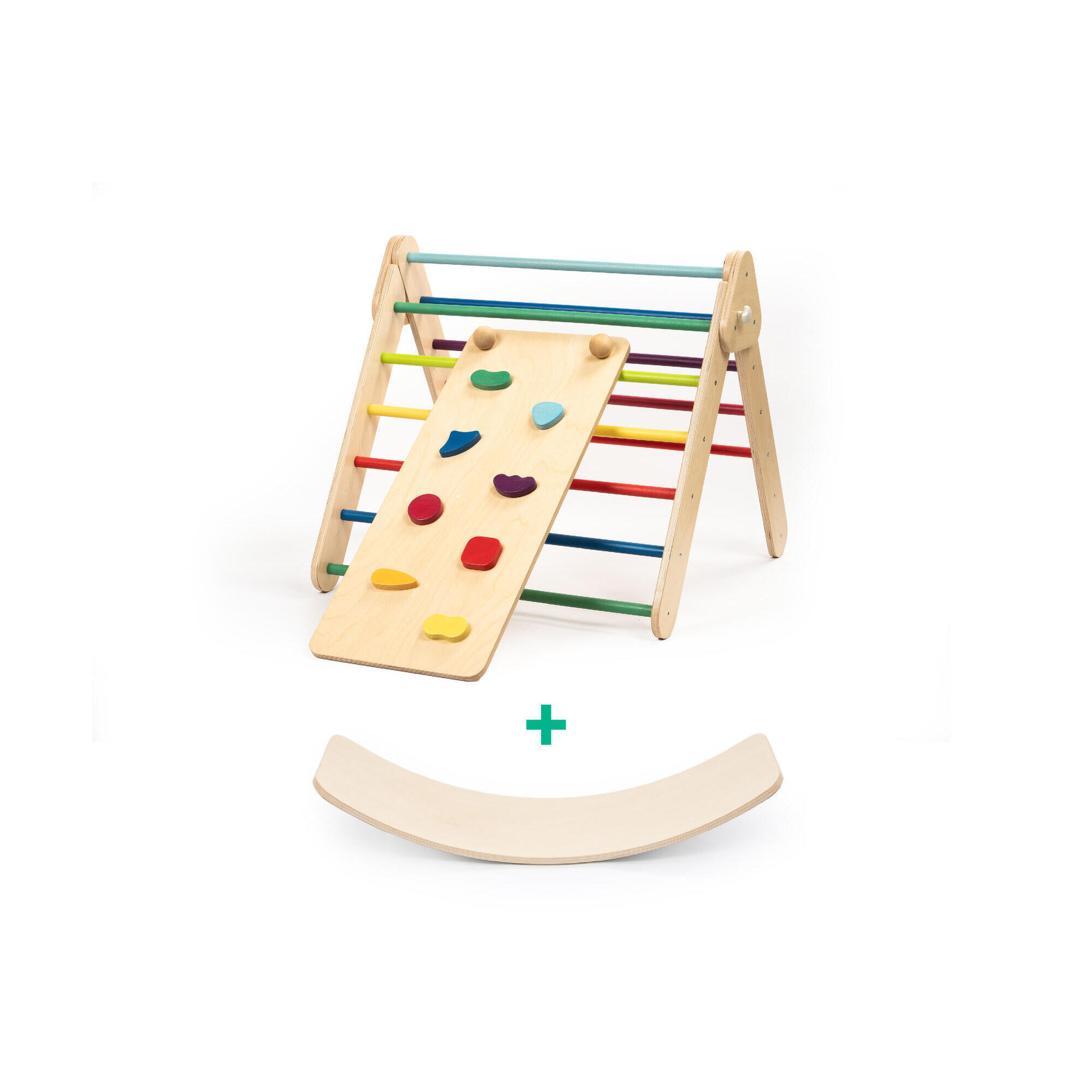 Climbing triangle set with balance board, Montessori