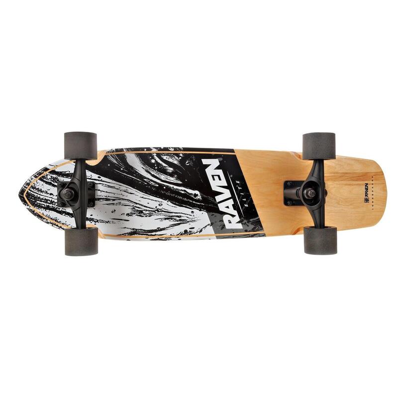 Longboard ABEC9 Skateboard Elite Holz/Schwarz/Weiß