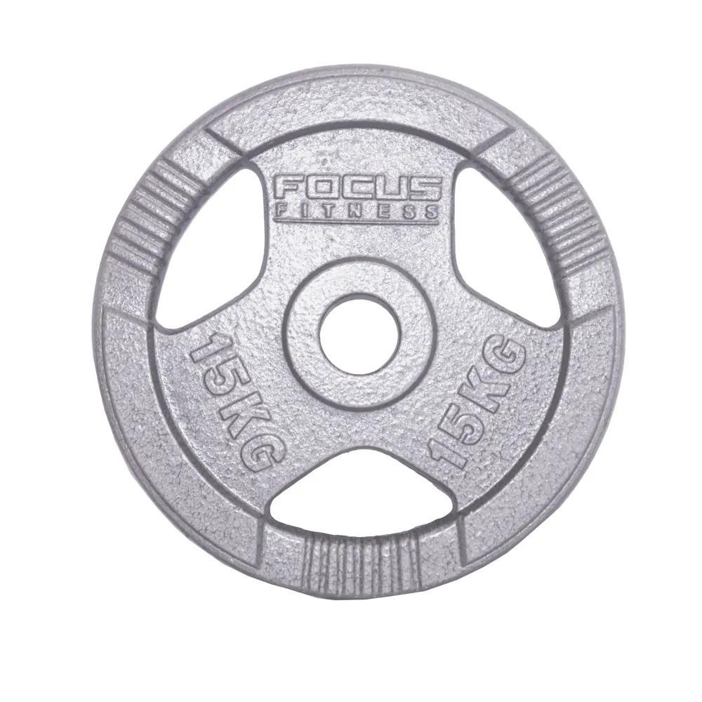 Focus Fitness - Plaque De Poids Olympique 50 Mm - Hamerton - 15 Kg - Fonte - Poids De Musculation - Gris - 15 Kg - Decathlon
