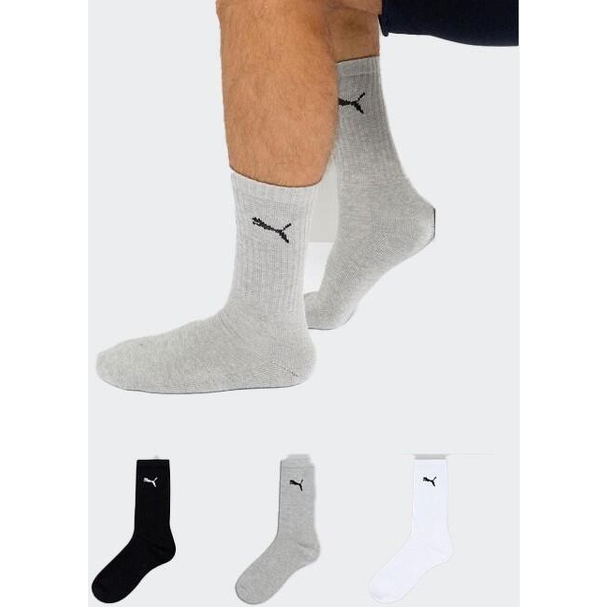 Puma - Chaussettes Unisexe Paquet De 3 Stretch - Chaussettes - Blanc|gris|noir - 43/46 - Decathlon