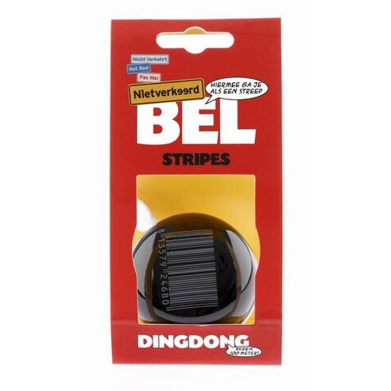 Fietsbel Ding Dong Stripes 60 Mm - Zwart/Witte Barcode