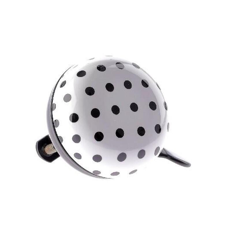 Fietsbel Ding Dong Dots 60 Mm - Wit/Zwarte Stippen