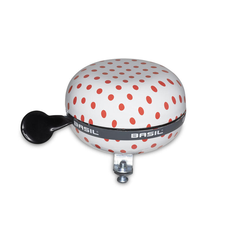 Cloche À Vélo Polkadot 80 Mm - Blanc/Rouge