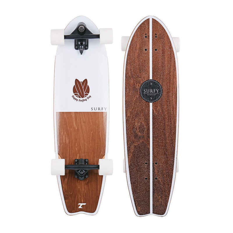 Longboard Surfy 82,5 x 23,5 cm Weiß/Braun