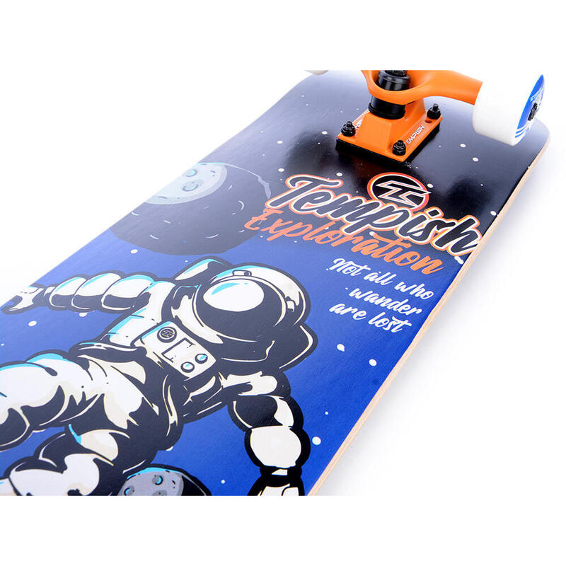 Skateboard Explorate 31 x 8 inch hout zwart/oranje/blauw