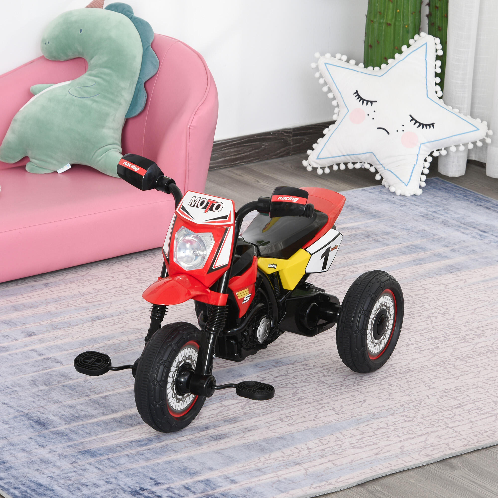 Triciclo Criança 71x40x51cm Vermelho HOMCOM 2/8