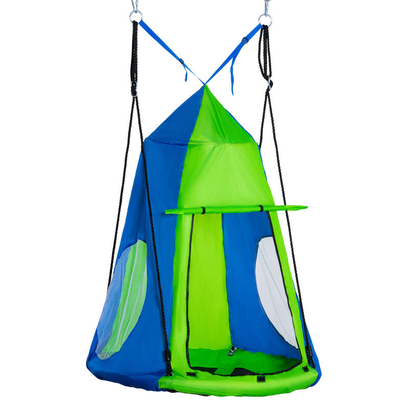 Baloiço com Tenda 100x100x180 cm Verde e Azul Outsunny