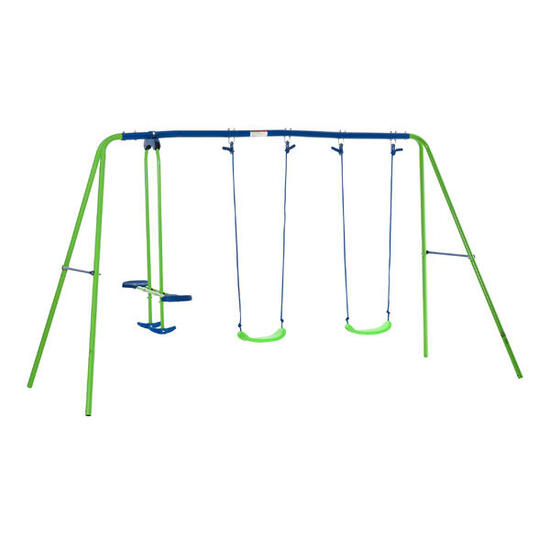 Outsunny Set Giochi da Giardino con 1 Altalena Doppia e 2 Altalene Singole