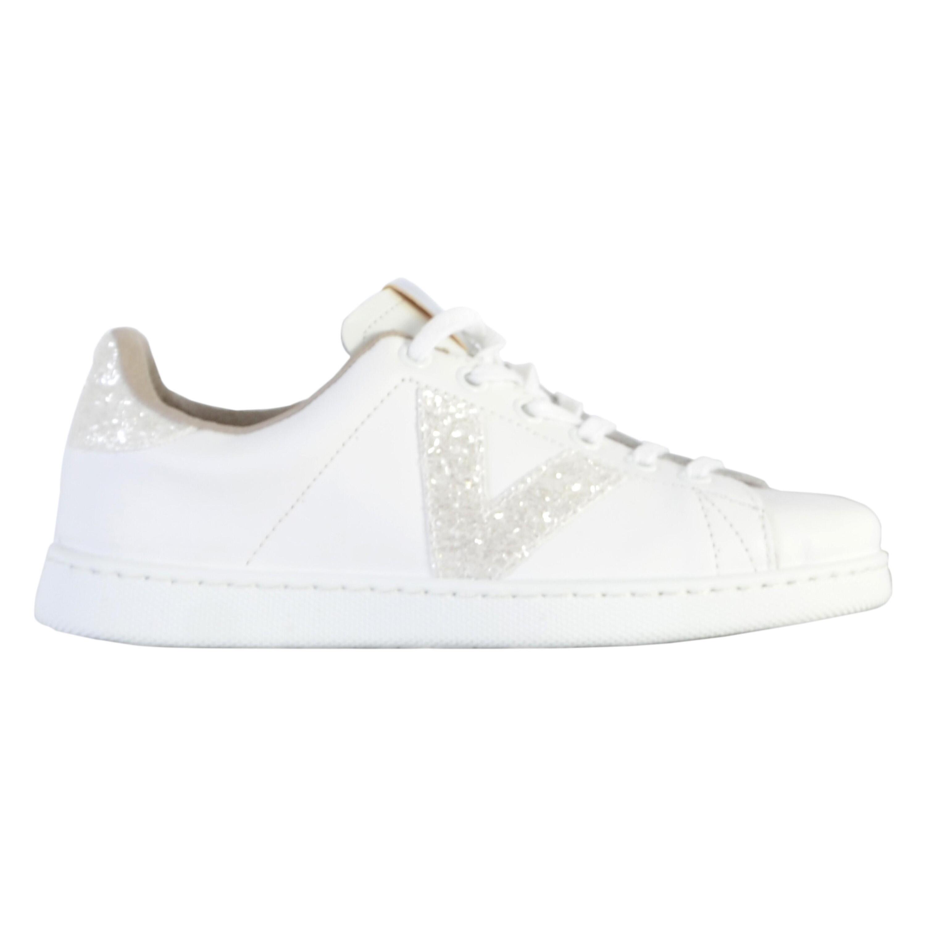 Tenis Leather & Glitter Swirls Womens Sports Low Top Lace Up Trainers 2/5