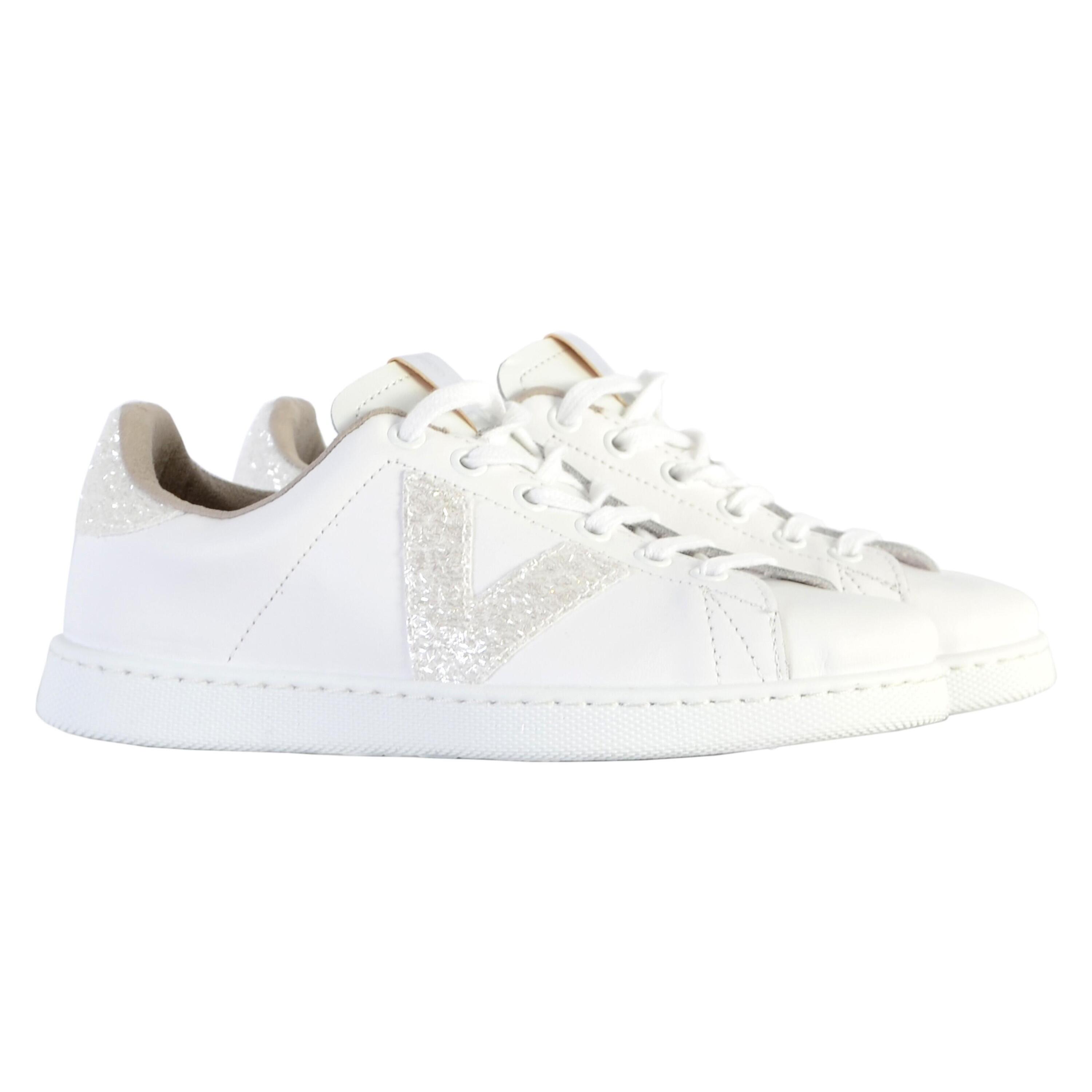 Tenis Leather & Glitter Swirls Womens Sports Low Top Lace Up Trainers 3/5