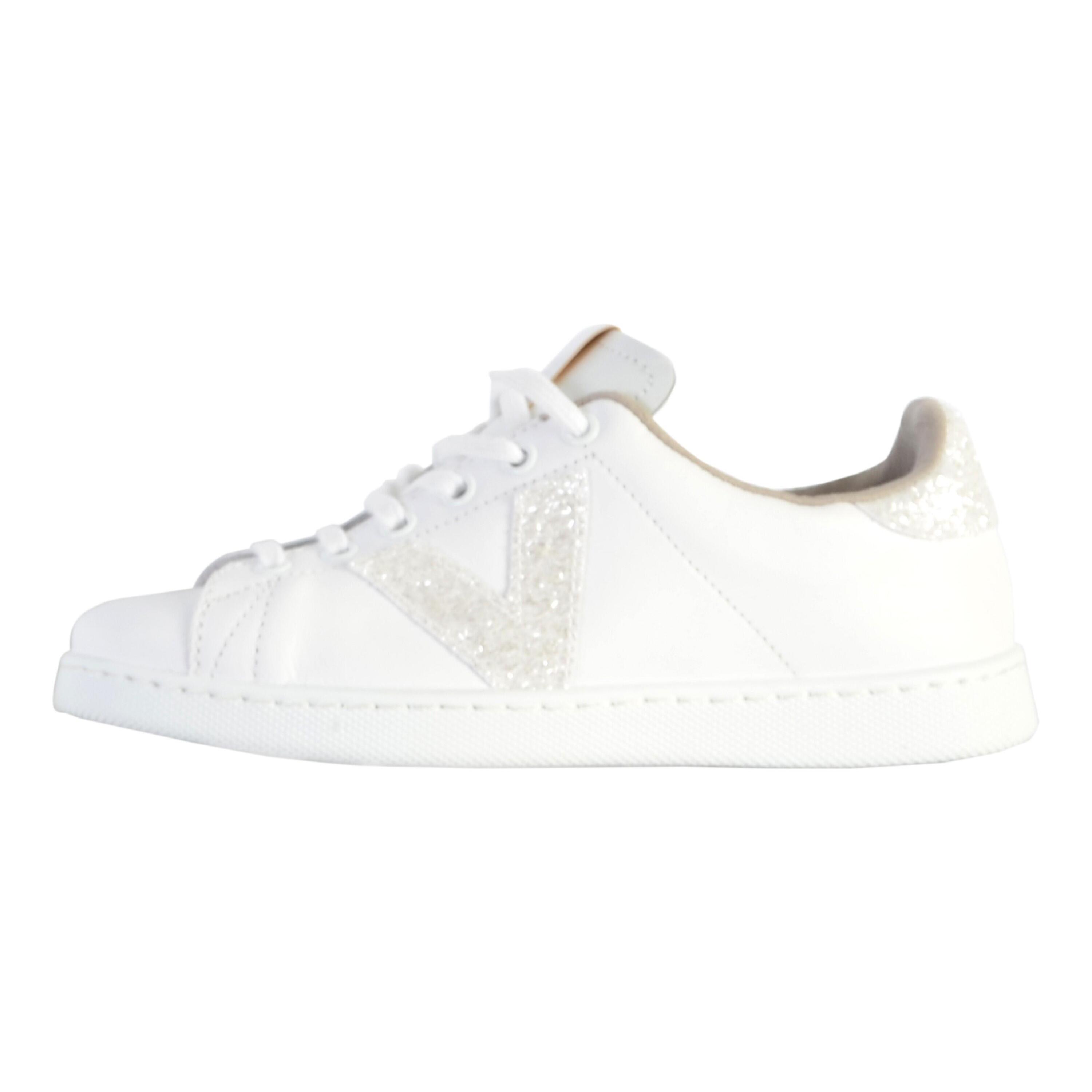 Tenis Leather & Glitter Swirls Womens Sports Low Top Lace Up Trainers 1/5