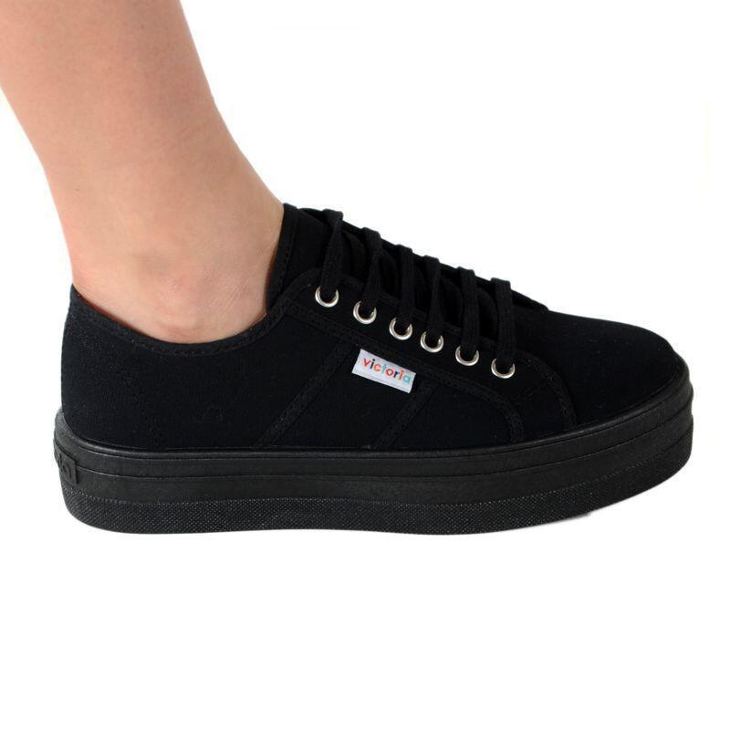 Sneakers Deportivas Mujer Victoria BARCELONA PLATAFORMA LONA MONOCROMO Negro