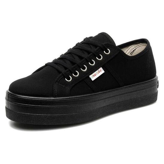 Zapatillas Deportivas Mujer Victoria BARCELONA PLATAFORMA LONA MONOCROMO Negr