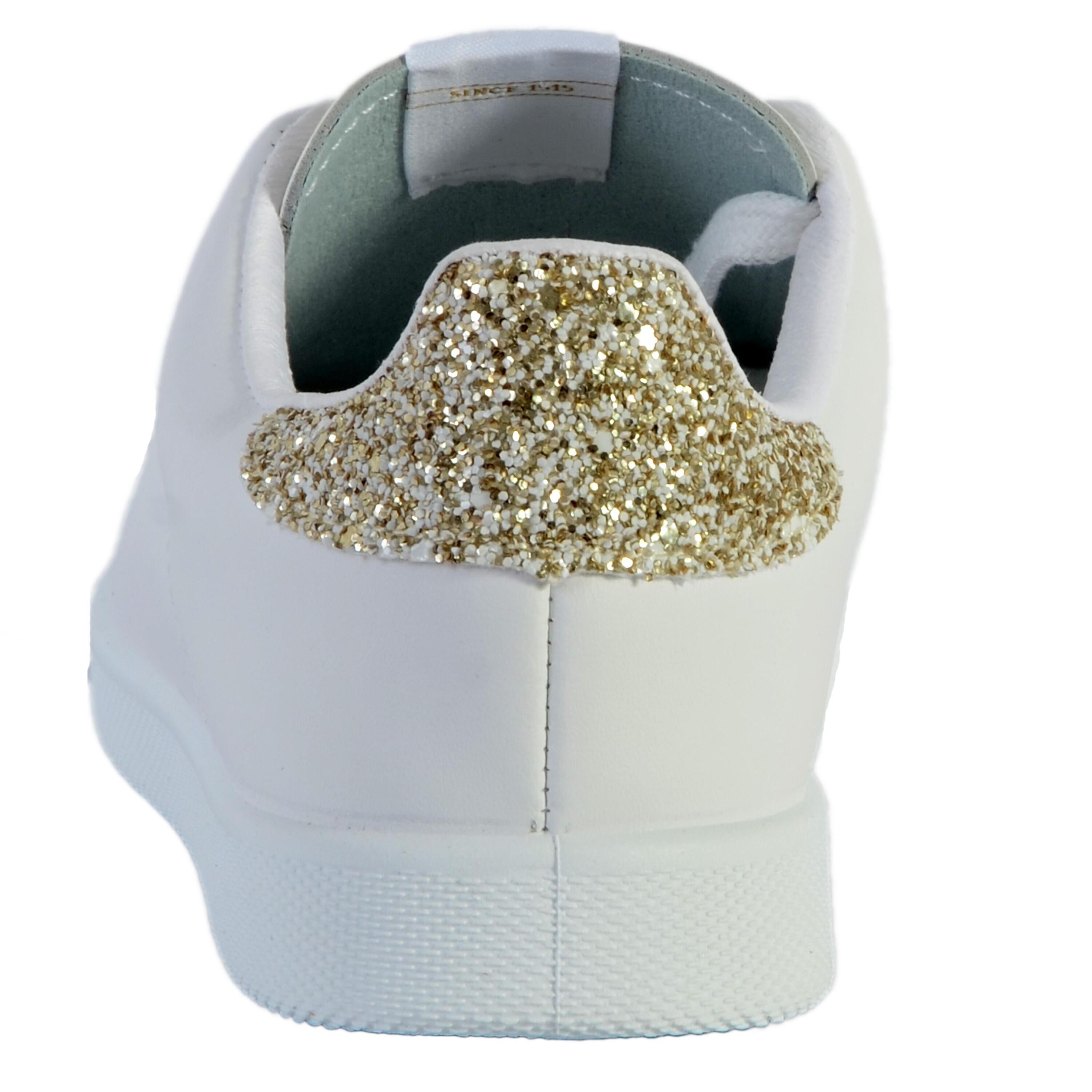 Tenis Leather & Glitter Womens Sports Low Top Lace Up Trainers 3/5