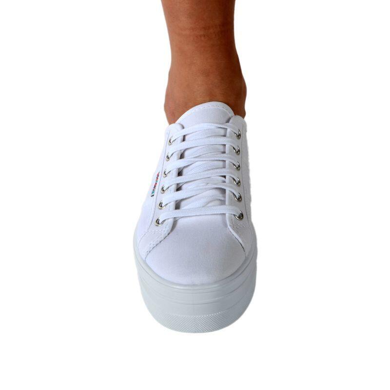 Barcelona Womens Lace Up Platform Canvas Trainers 3/6