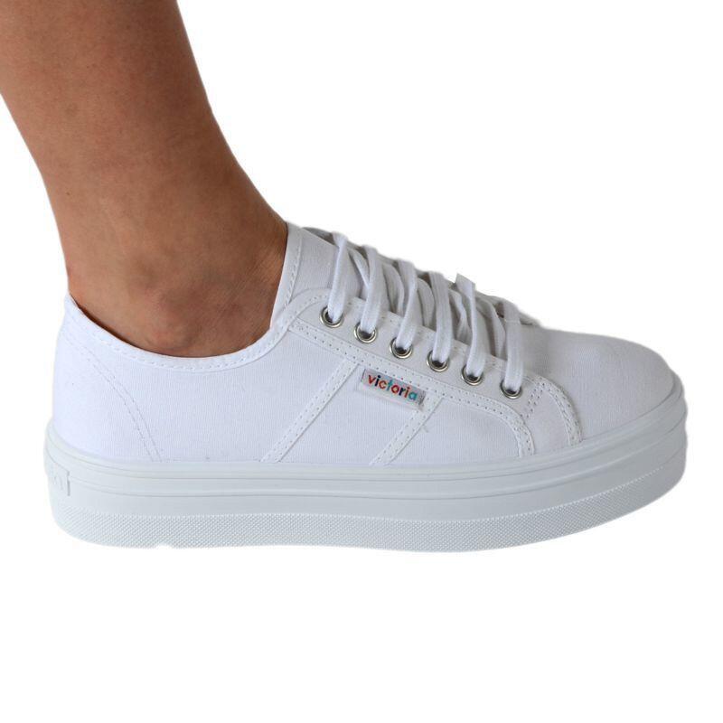 Barcelona Womens Lace Up Platform Canvas Trainers 2/6