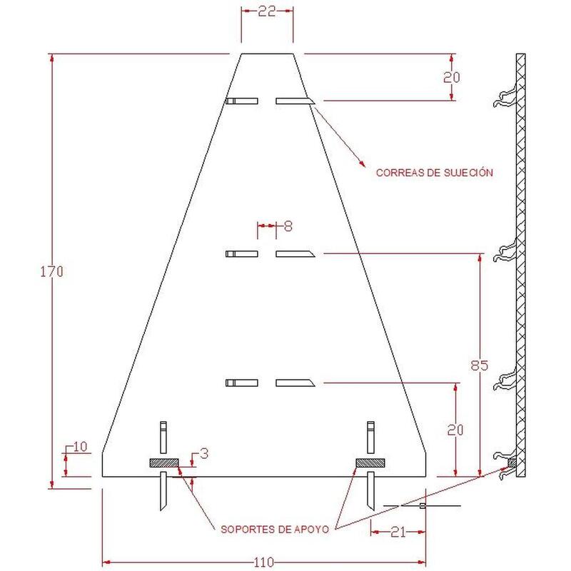 Protección frontal canasta minibásquet trasladable 120x170 cm