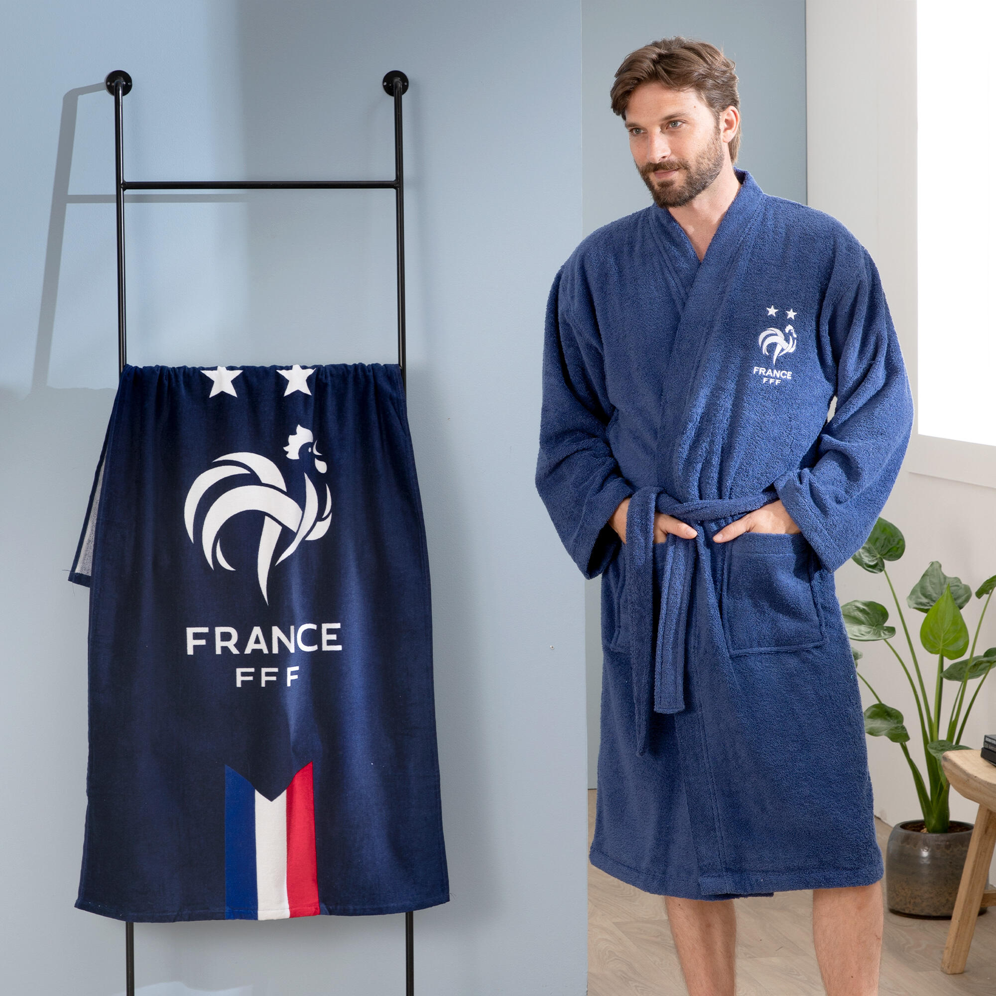 Peignoir de bain adulte 100 coton Equipe de France de football