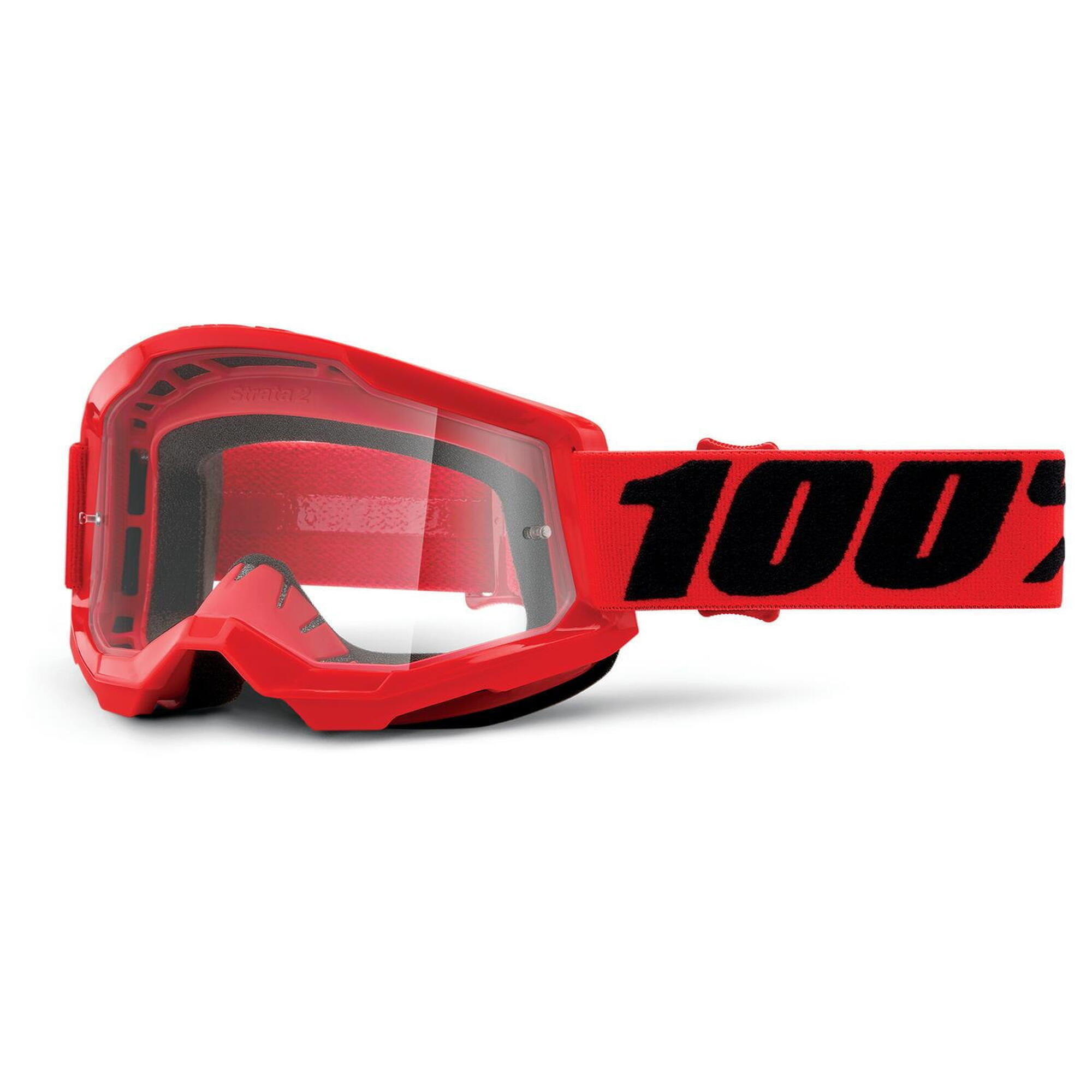 100% Máscara Strata 2 - Lente transparente - rojo