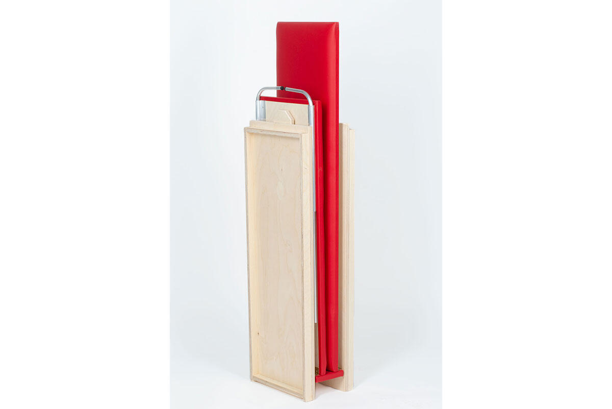 BANC POSTURAL STANDARD EN BOIS AU SOL ROUGE LA POSTURALE 2/4