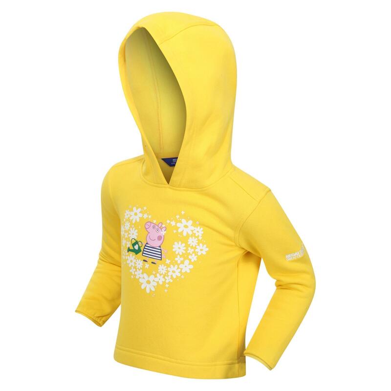 Kinder/Kids Peppa Pig Gebloemde Hoodie (Maïs Geel)