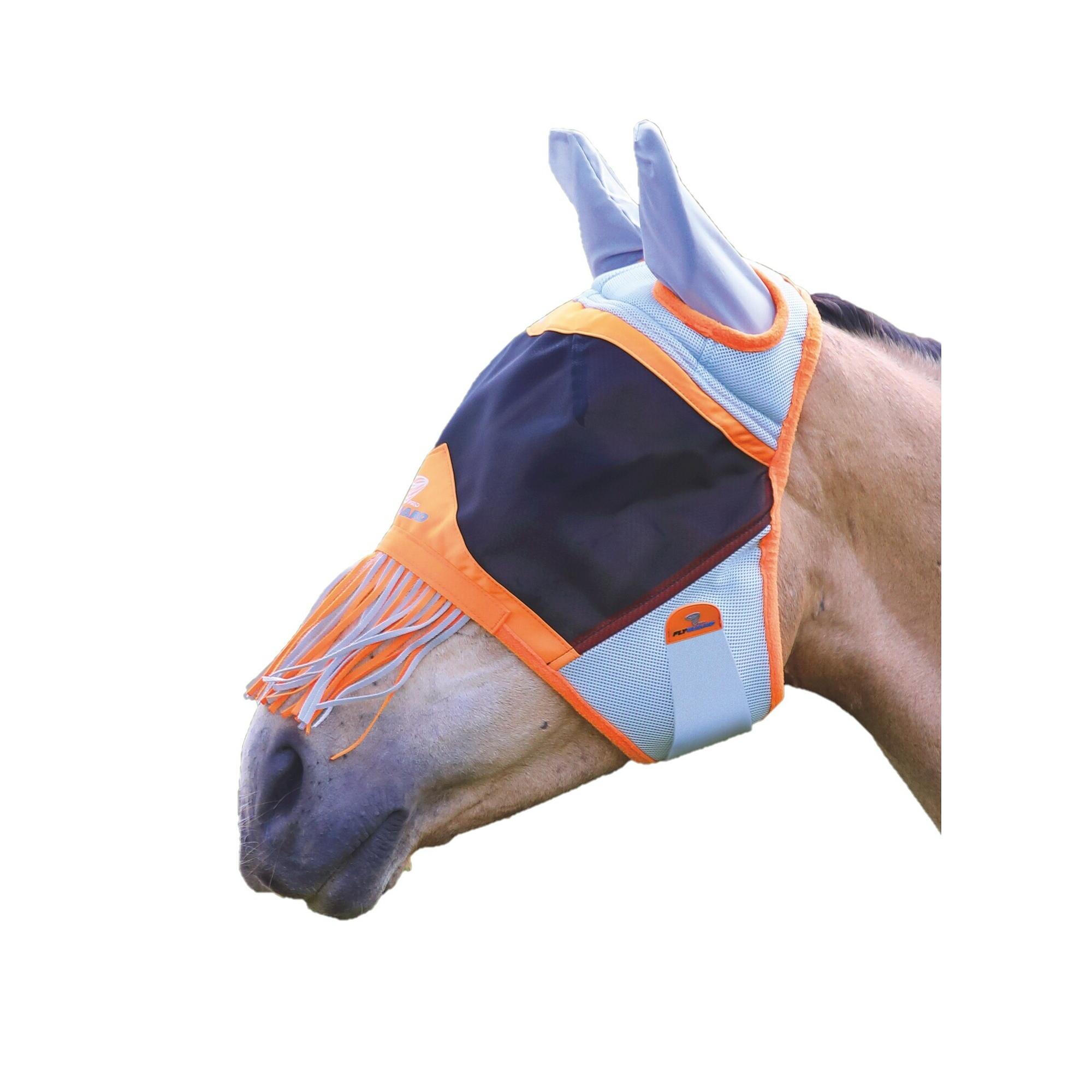 SHIRES Fringe Air Motion Horse Fly Mask With Ears (Orange)