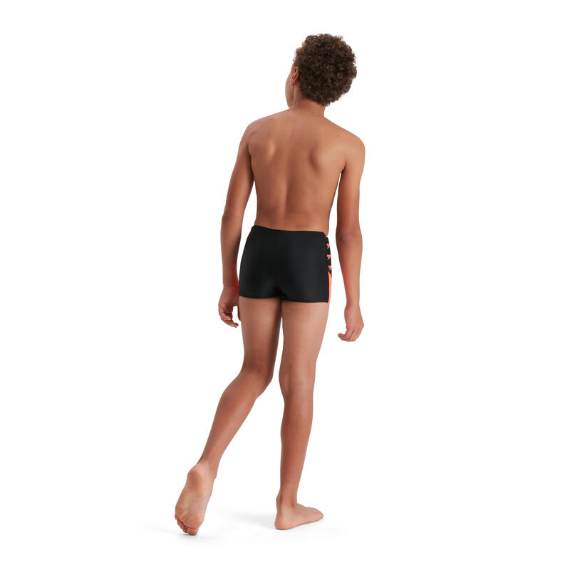 Endurance 10 中童 (6-14 歲)  「BOOM」印花平腳泳褲 - 黑色