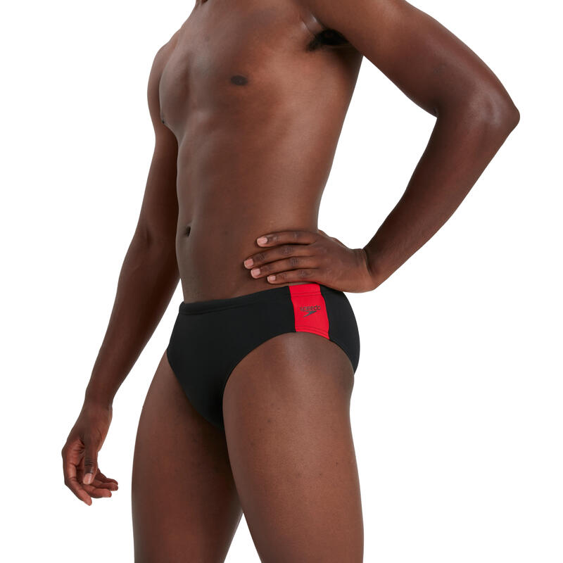 SPEEDO Black/Red KRYPTON BONDED SEAMS 45cms LYCRA JAMMER. UK SIZE 34” TIGHT  FIT