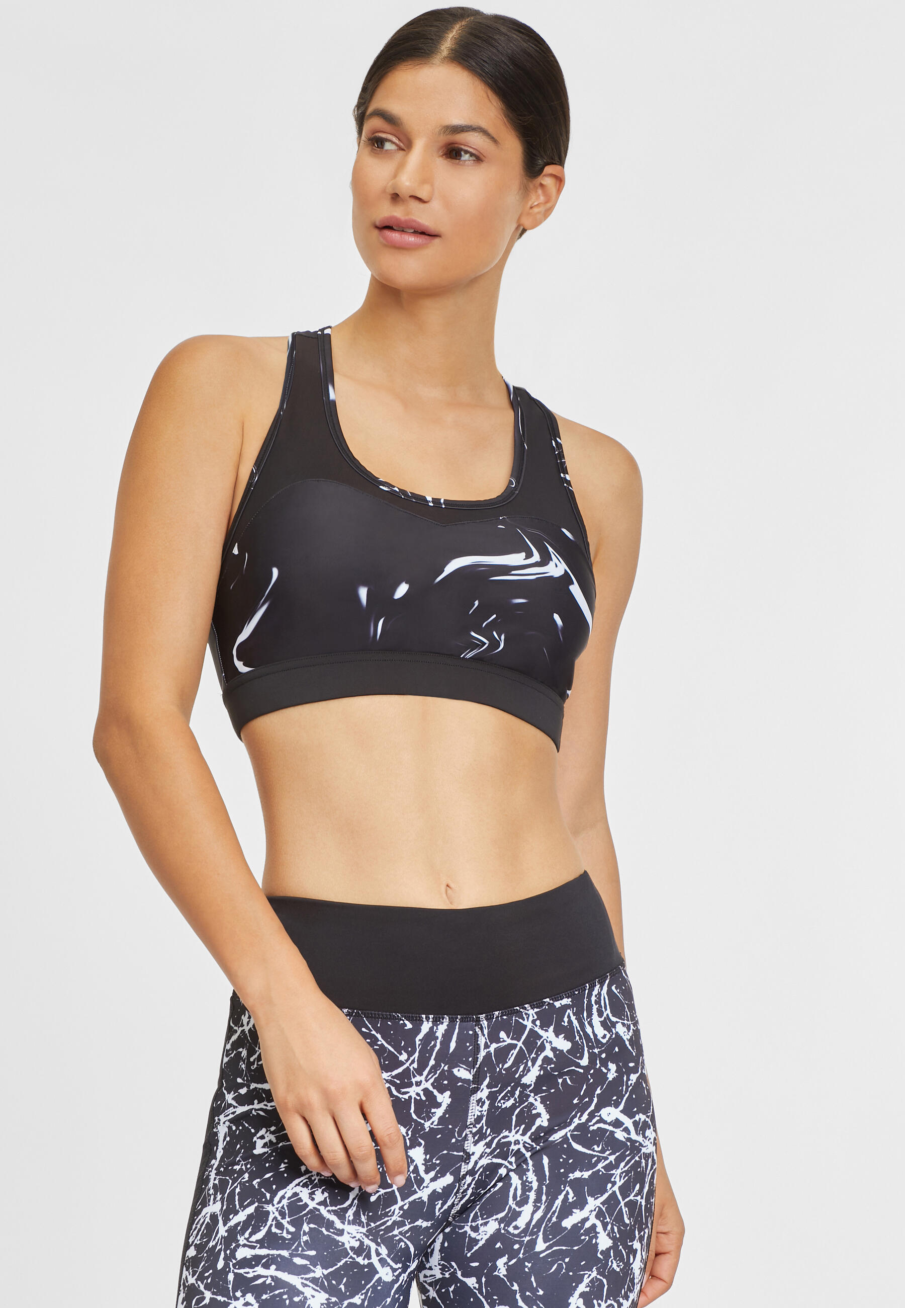 Damen LASCANA ACTIVE Crop-Top »Black Marble« 2/7