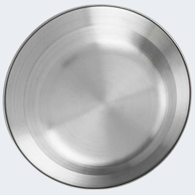 Mély kempingtányér, rozsdamentes acél, kb. 22 - 24 cm átmérő, 1 tányér