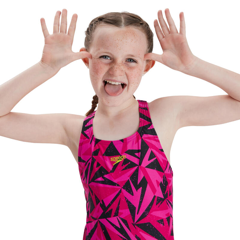 Endurance10 小童 (6-14 歲) Hyperboom Medalist印花連身泳衣 - 粉紅色