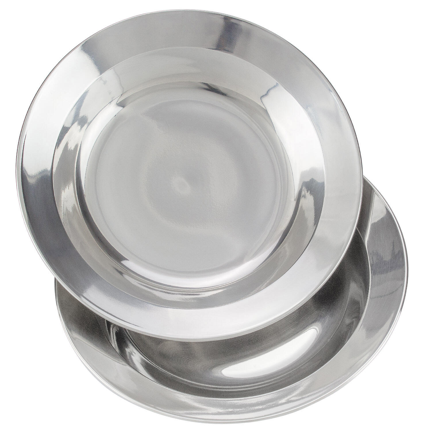 Soup camping plate stainless steel | Diameter approx. 22 - 24 cm | Set of 2 plates