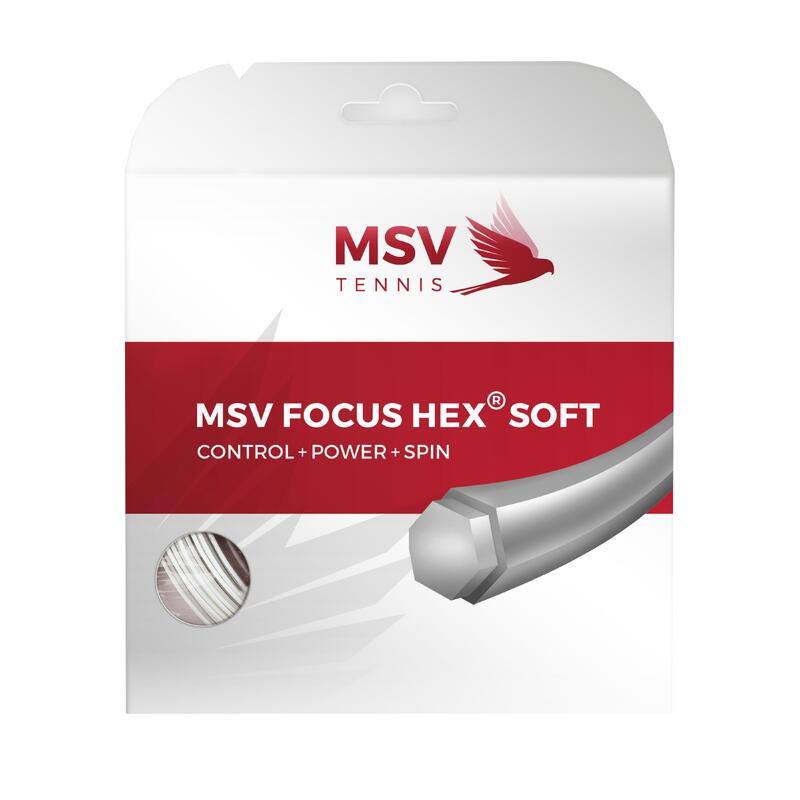 Naciąg do rakiety tenisowej MSV Focus Hex Soft bialy set 12 m. 1,25 mm.