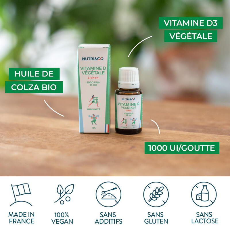Vitamine D3 Végétale 1000 UI - Immunité - Dès 4 ans - 15 ml