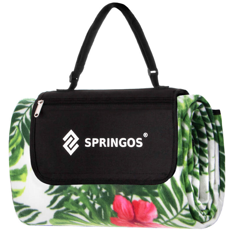 Koc piknikowy Springos 200x160 cm w egzotyczne kwiaty