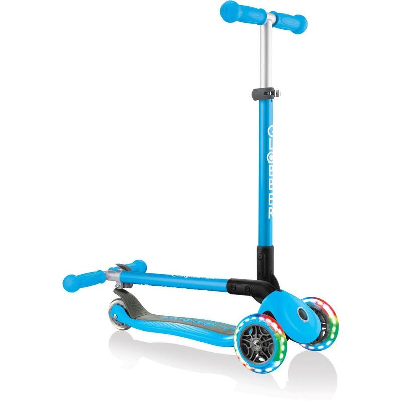 Trottinette PRIMO FOLDABLE LIGHTS 3 roues lumineuses, pliable - Bleu ciel