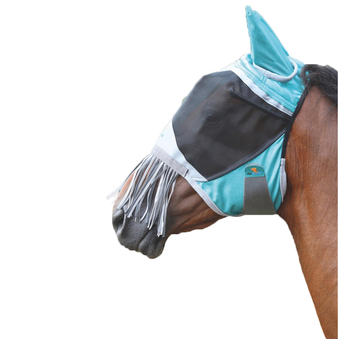 Deluxe Horse Fly Mask With Ears & Nose Fringe (Green) 1/1