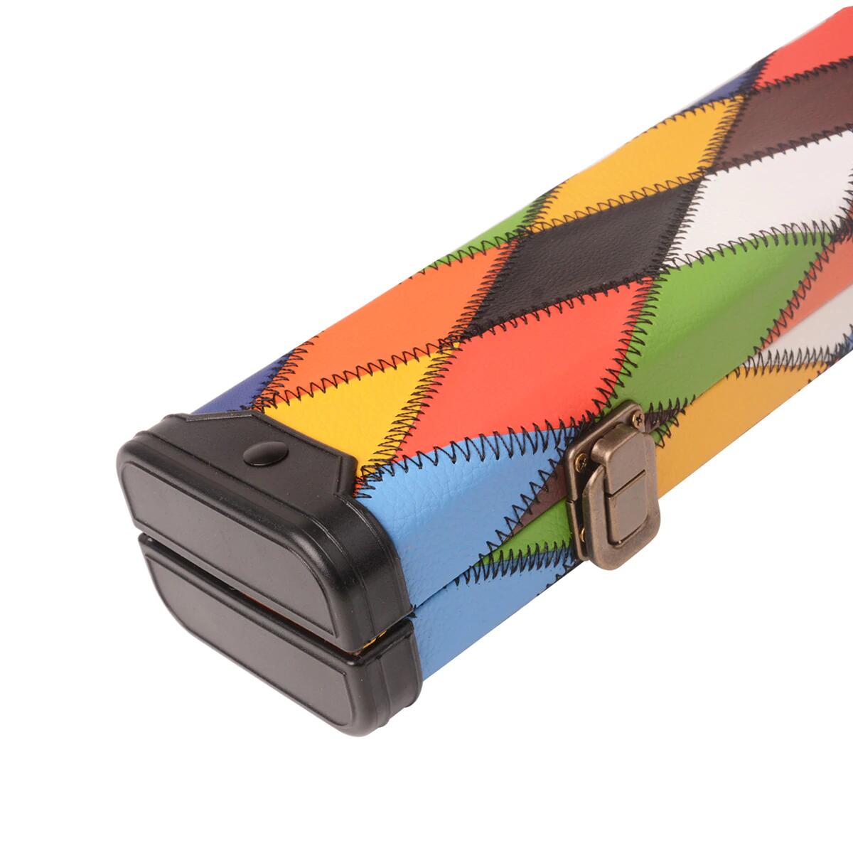 PATCHWORK LEATHERETTE MULTI COLOURED 3/4 SNOOKER/POOL CASE 3/3